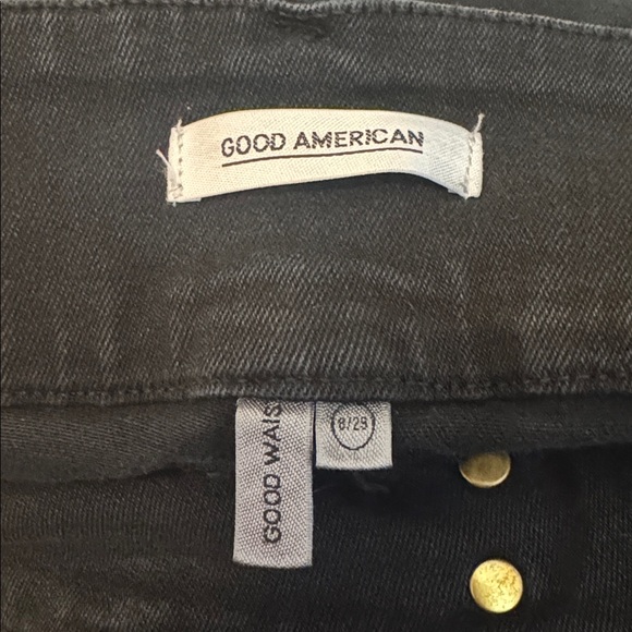 Good American Good Waist Black Button-Fly Skinny Jeans – Size 8/29 - Picture 3 of 5